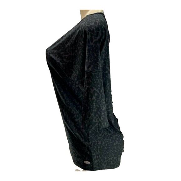 Maurices S Black- Brown Animal Print Scoop Neckline Caged Back Half Sleeve Top - Picture 4 of 5